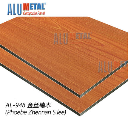 AA5005 Acp avaliado fogo cobre o revestimento composto 1220mm de alumínio decorativo 8MM da madeira do painel