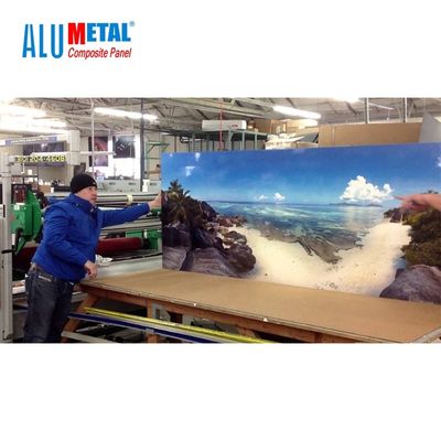 da fachada composta de alumínio branca do painel do PE de 1500mm impressão UV 4mm