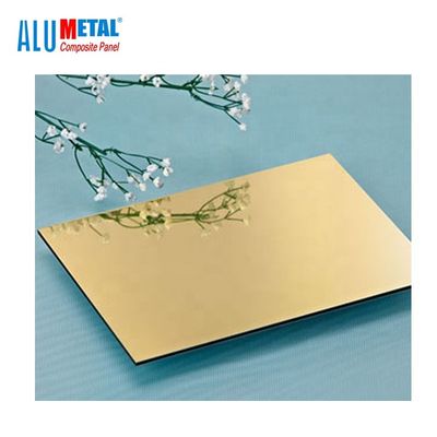 Folha composta de alumínio dourada do espelho B1 de 1220 x de 2440mm núcleo grosso do HDPE de 0,5 milímetros