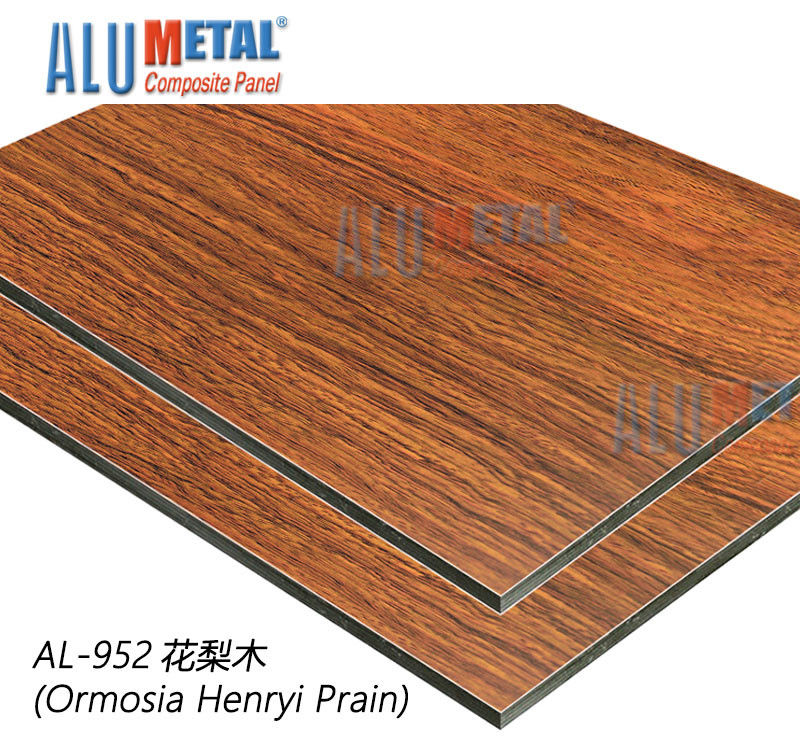 AA5005 Acp avaliado fogo cobre o revestimento composto 1220mm de alumínio decorativo 8MM da madeira do painel