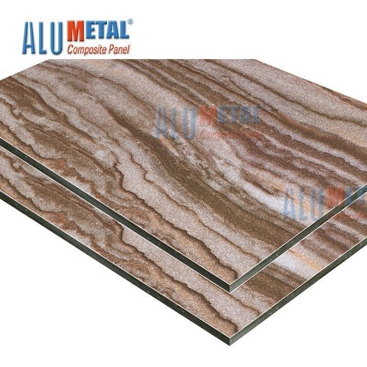 Odm composto de alumínio de mármore plástico 6mm de madeira do revestimento da parede exterior do painel de 0.08mm